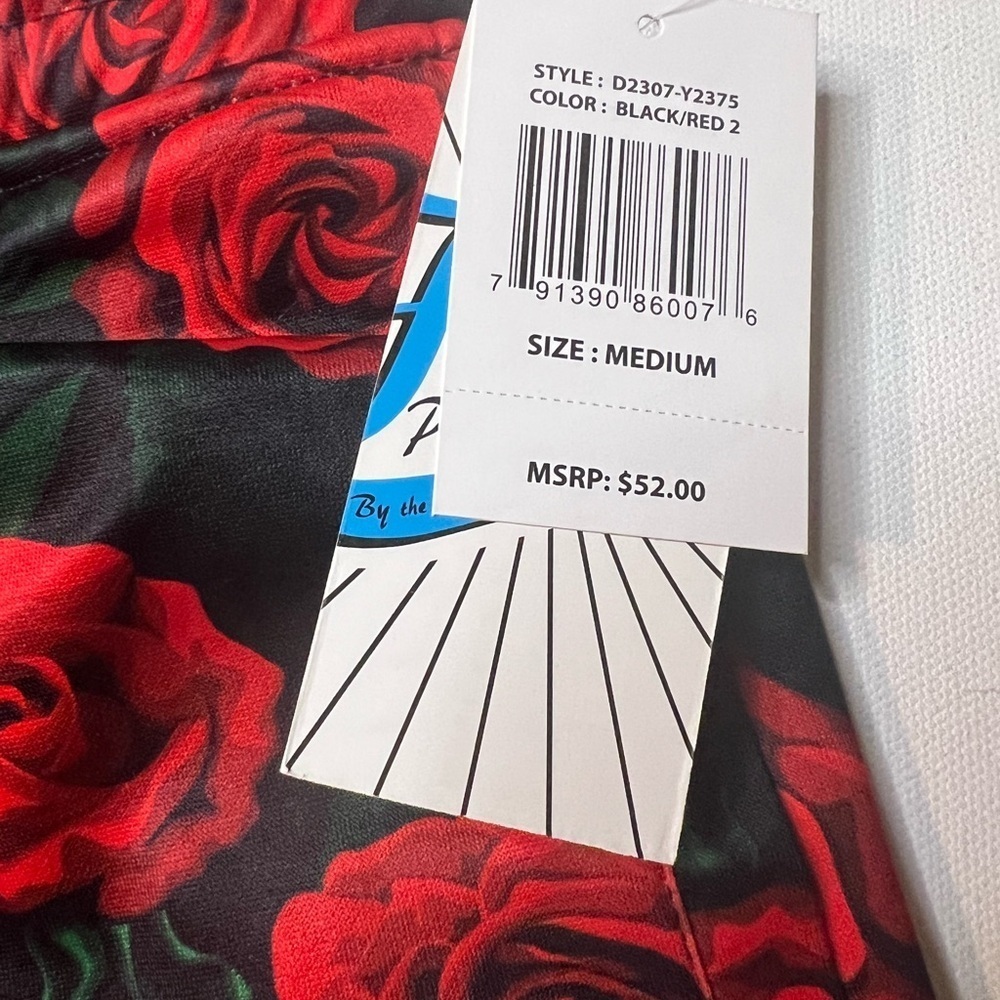 NWT Men's Floral Red and Black Board Shorts Size Medium No Liner (Z) - Picture 2 of 6